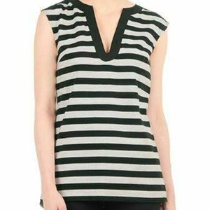 eShakti Stripe Contrast Trim Knit Top